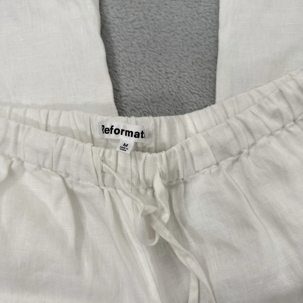 Reformation Olina 100% Linen Pants Womens Medium White Drawstring Beach Boho